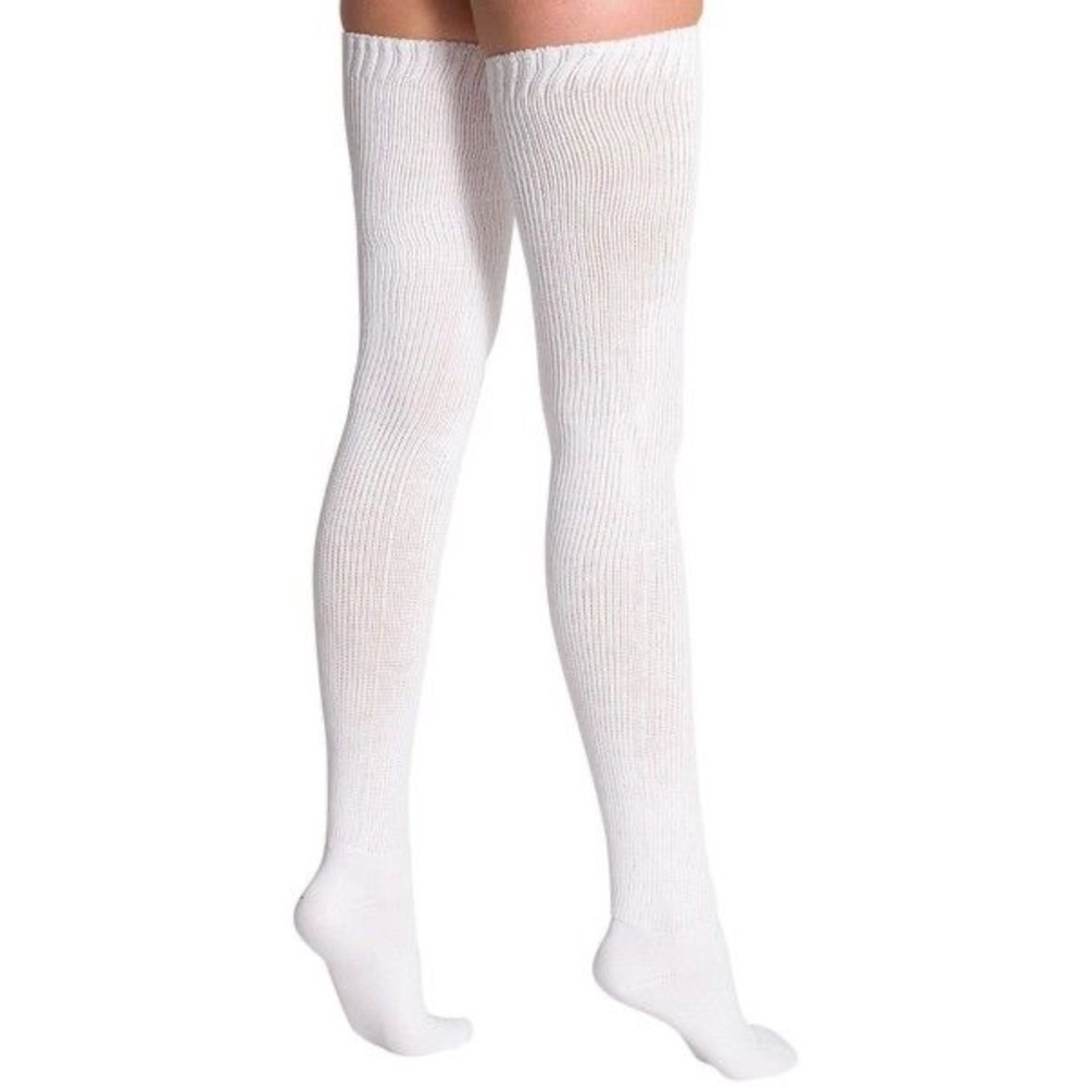 American Apparel Thigh High Socks White Over The Knee Ribbed Boot Sexy Winter